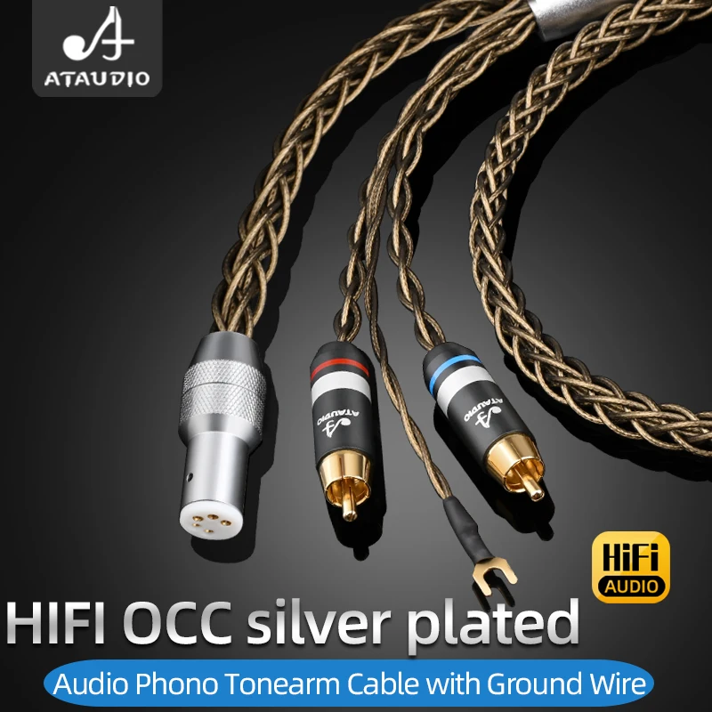 6N OCC Silver Plated Audio Phono Tonearm Cable RCA 5 Pin DIN XLR Y Ground  Wire
