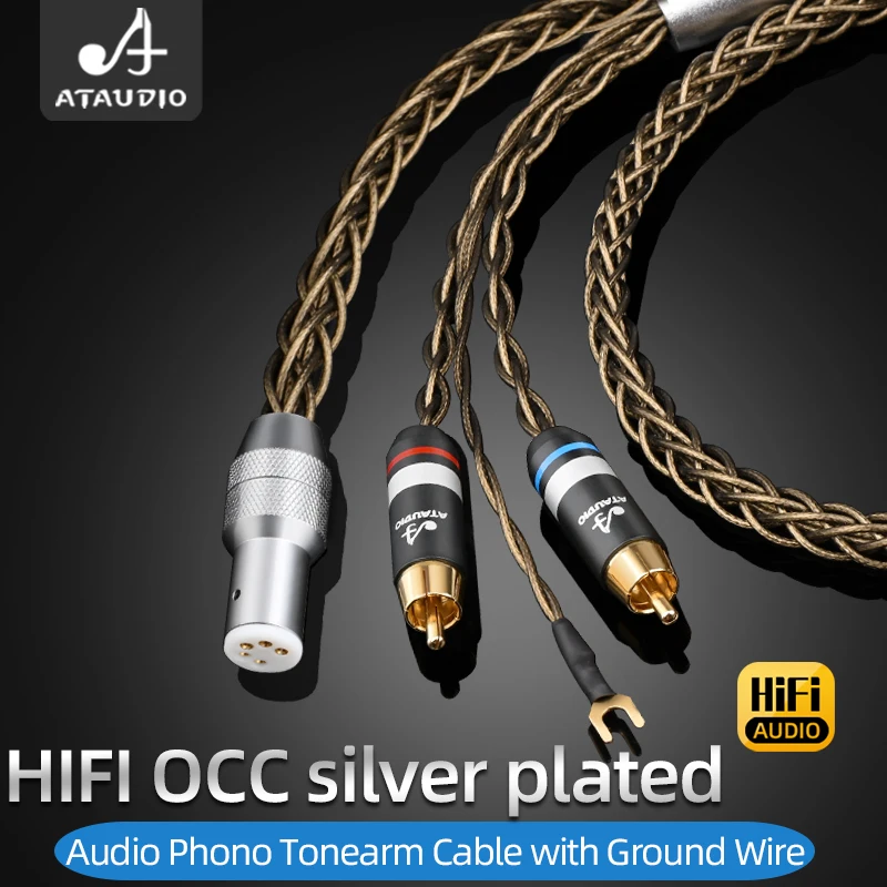 Ataudio-banhado a Prata Cabo de Blindagem u ou y Spade Plug Audio Phono Cabo de Terra Rca Pin Xlr Occ - Image 5