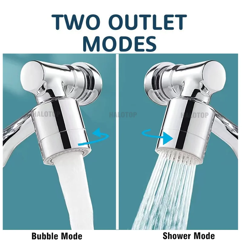Faucet Extender 1080 Degree Rotatable Extension Faucet Sprayer Head Universal Bathroom Tap Extend Adapter Aerator 2 Modes