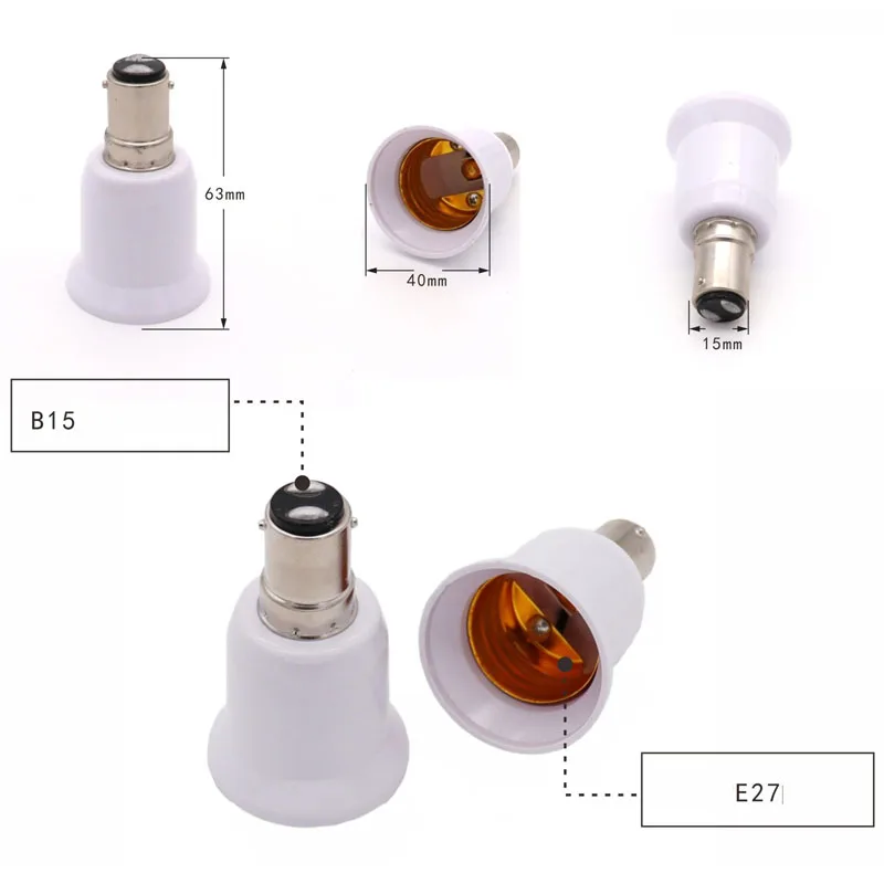 B15 to E27 Led Lighting Lamp Holder Converter Screw Bulb Socket Adapter LED Saving Light Halogen Lamp Bases 3A 220V White,lamp holder,lamp bulb holder,lamp base,lamp socket adapter