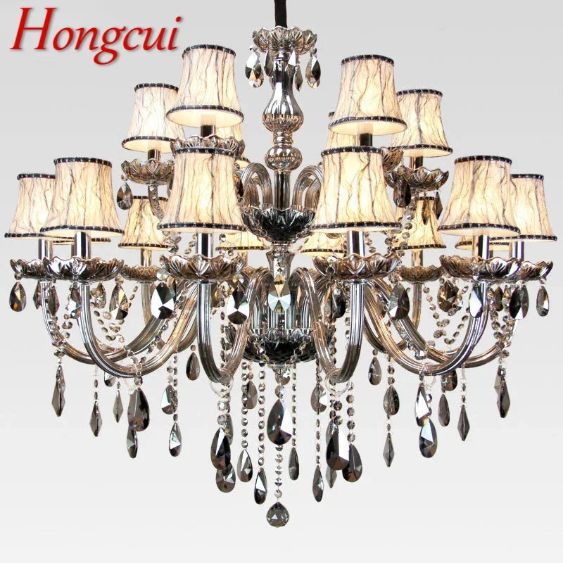 

Hongcui European Luxurious Crystal Pendent Lamp Smoke Grey Candle Lamp Living Room And bedroom Restaurant Hotel Villa Chandelier