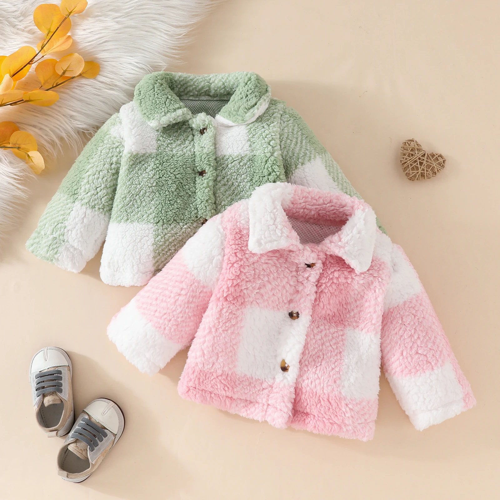 Toddler Girl Lapel Furry Long Sleeve Coat for Autumn Winter