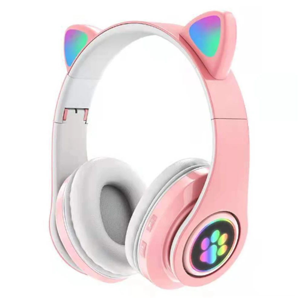 

Игровые наушники B39 с милыми ушками, Беспроводная Bluetooth-гарнитура с микрофоном, складная стереогарнитура для музыки (розовая)