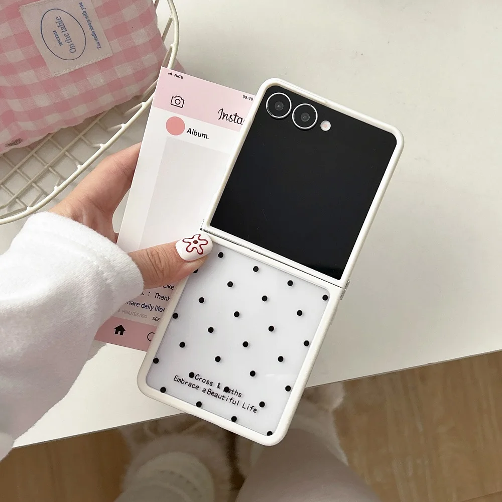 Colorful Polka Dots Transparent Shockproof Folding Phone Case