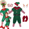 Boys St Nicholas Day Festival Elf Cosplay Uniform Top+Pants+Hat+Belt+Shoes Coves Child Xmas Pixie Costume Christmas Apparel