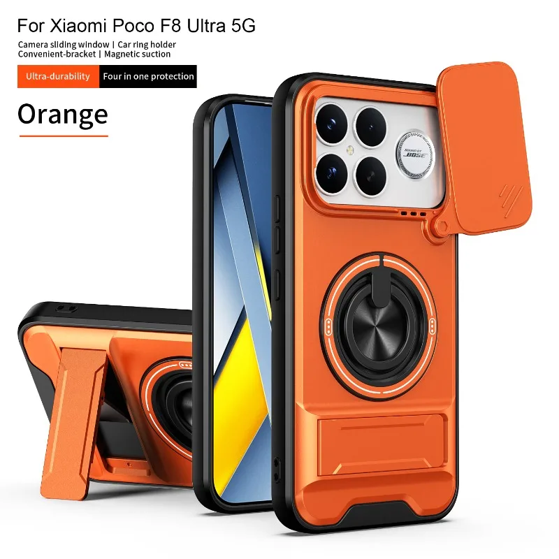 Shockproof Armor Protective Case with Magnetic Ring Holder and Magsafe Compatibility