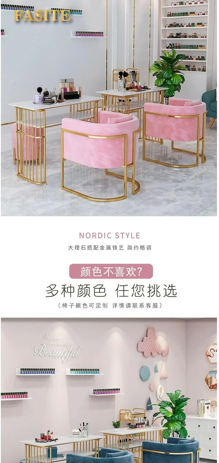 Description Picture 4 of itemNordic Light Luxury Marble Manicure Table and Chair Set Single Manicure Table Beauty Salon Double Nail Table Desk Manicure Table