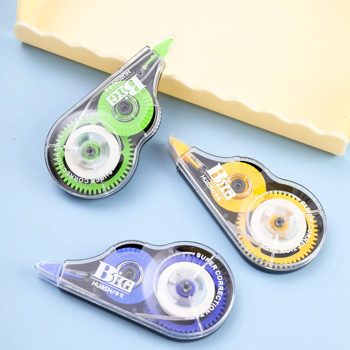 Correction Tape 3pcs White Mistake Out Film-Based Tape Transparent Dispenser 1/5 Inch X 16.4 Ft (5mmx5m)