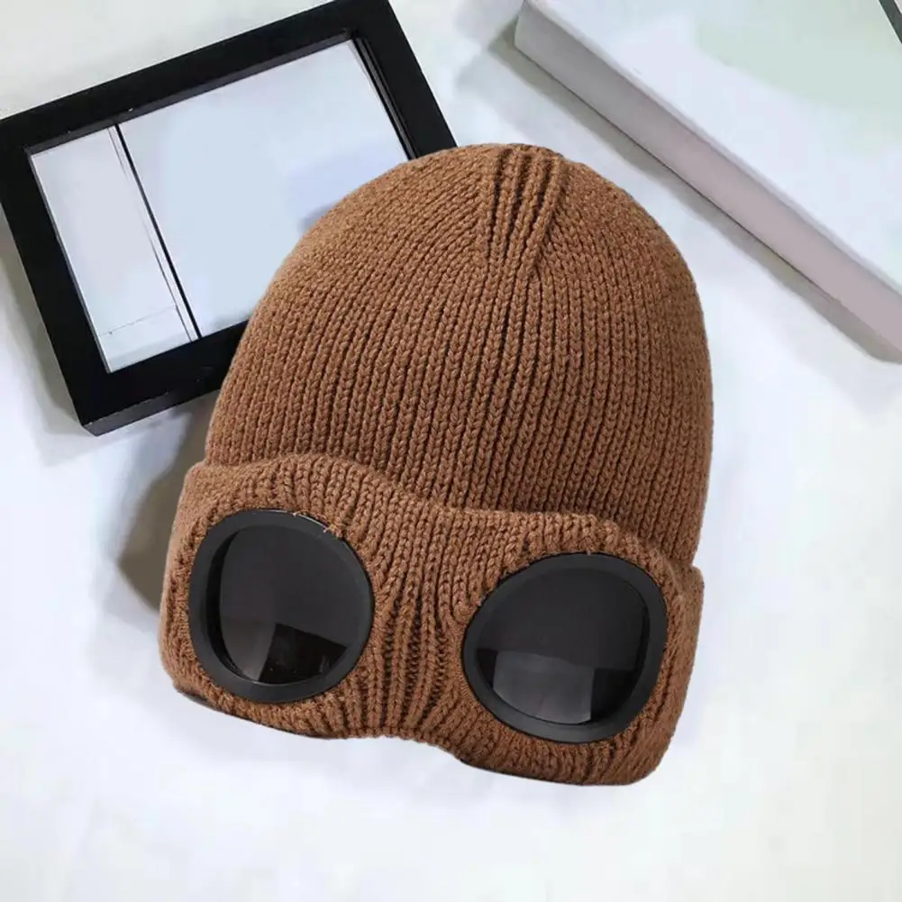 

Cap Winter Beanie Headwear Glasses Knitted Hat Unisex Bomber Hat Soft Warm Windproof with Elastic Fit Ear Protection Windproof