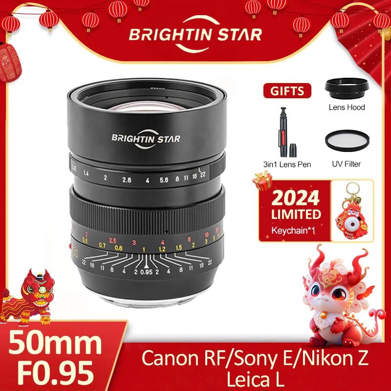 Brightin Star 50Mm F0.95 Full Frame Obiettivo Per Fotocamera Mirrorless Ad Ampia Apertura Per Canon Eos R Nikon Z Sony E Leica L Mount Camera
