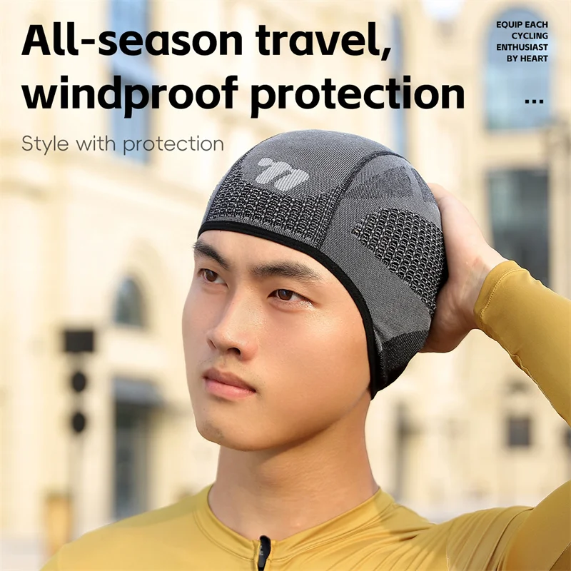 WEST BIKING Knitted Cycling Cap All-season Windproof Sports Hat High Elastic Breathable Balaclava Bike Helmet Liner Cycling Gear