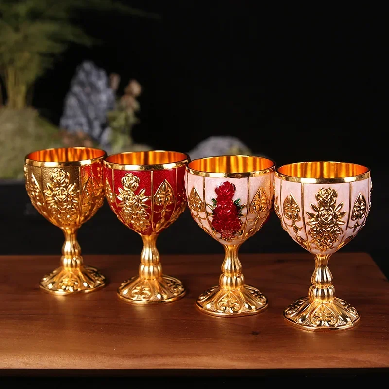 30ML Aluminum Alloy Wine Glasses Retro Dinnerware Goblet Vintage European Style Spirit Vodka Champagne Glasses Bar Home Decor