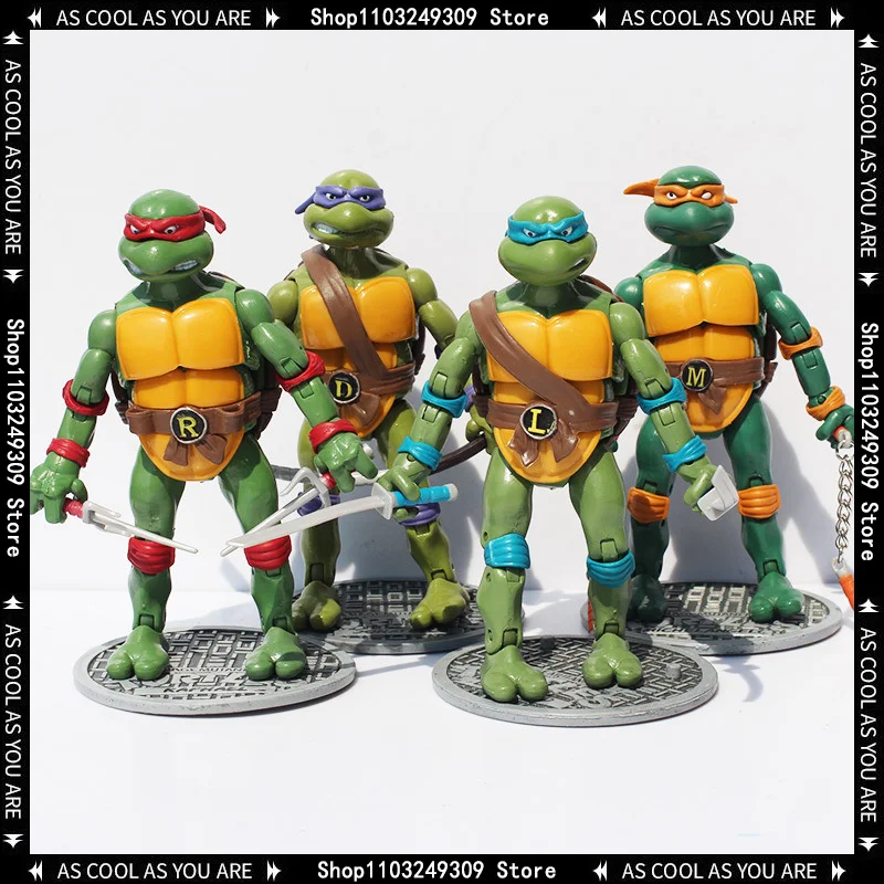 

Spot 4 Ninja Turtles With Base Tmnt2012 Joint Movable Doll Movie Version Handmade Model Car Interior Desktop Decoration