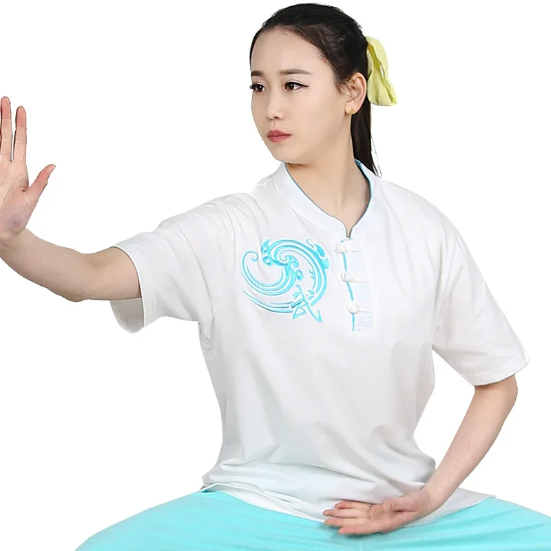 Martial Arts T-shirt Short-sleeved Clothing Kung Fu Shirt Classic Uniform Kung Fu Men's Shirt Summer Embroidery Top