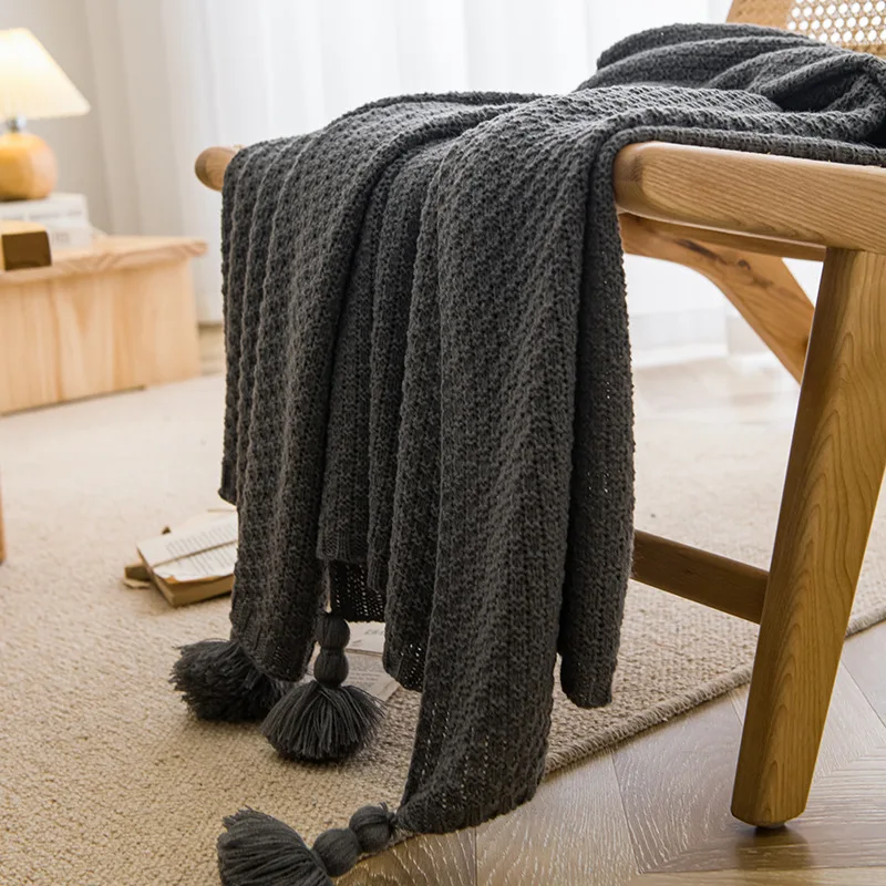 Handmade Blanket Casual Lunch Break Office Fringe Sofa Blanket Simple Bed Flag Bed Tail Blanket 5