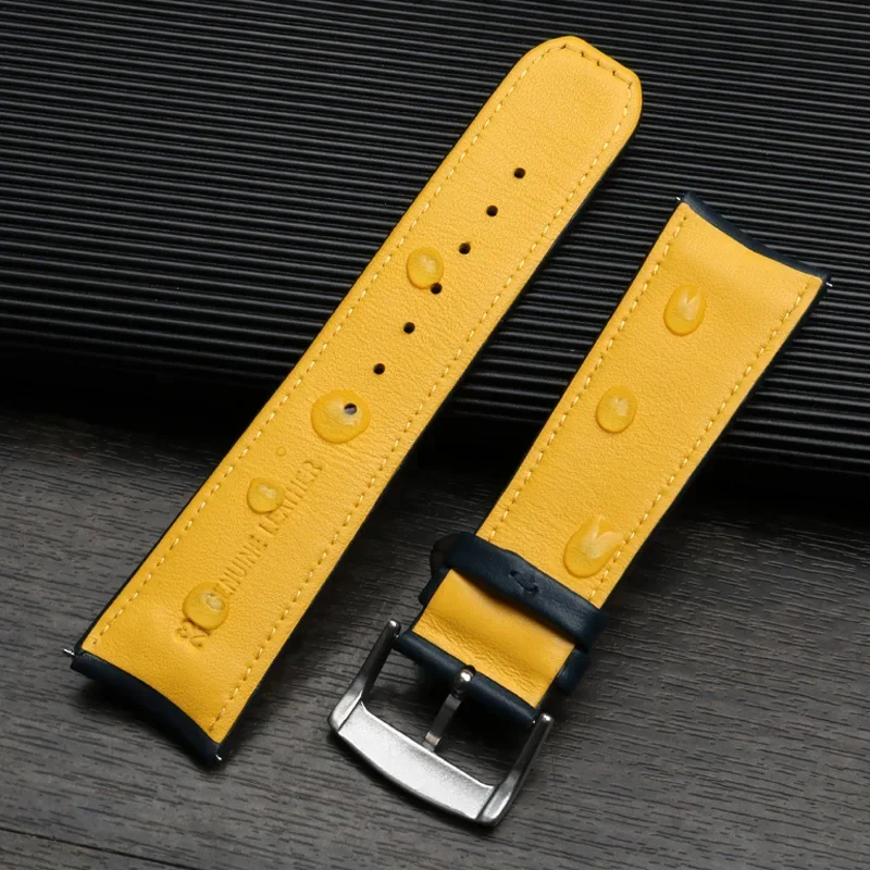 Blue Genuine Leather Watchband Strap with Buckle