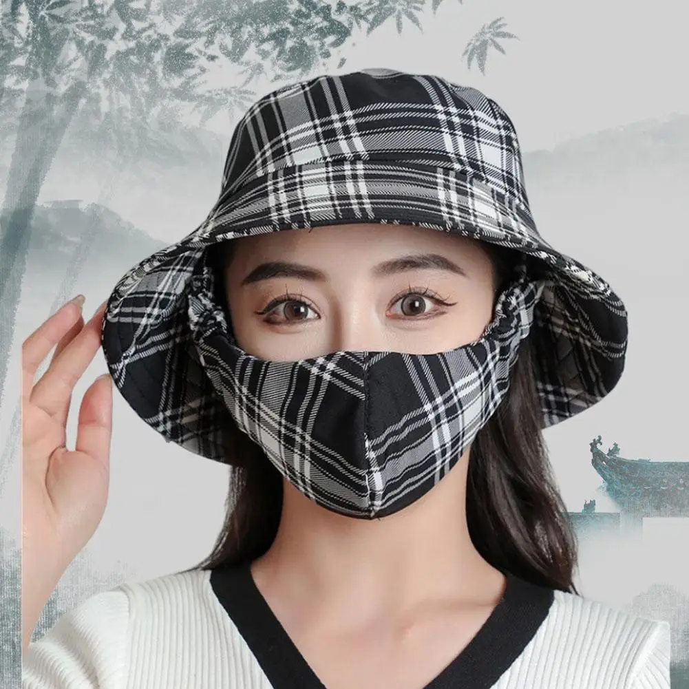 Cycilng Face Protection With Face Mask Sunscreen Wide Brim For Women Korean Style Hat Empty Hat Women Cap Sun Hat