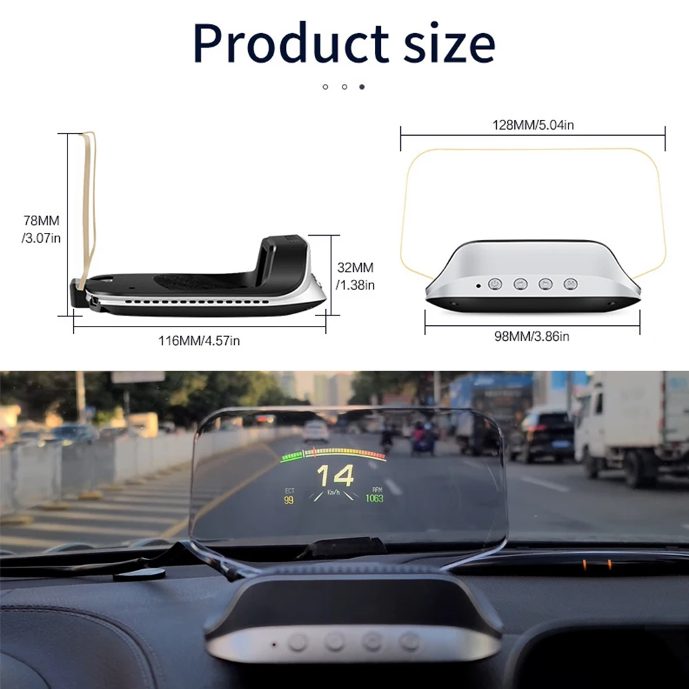 WYING Mirror C2 Car HUD Head Up Display GPS Navigation OBD2 Scanner  On-board Computer Bluetooth Speedometer Projection