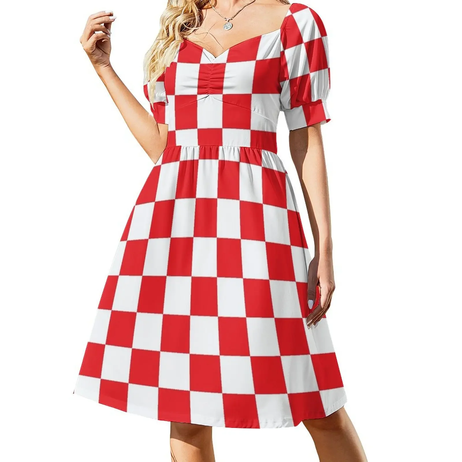 Vestido sin mangas con estampado de cuadros rojos vestidos de noche para mujer vestido de noche mono de verano para mujer