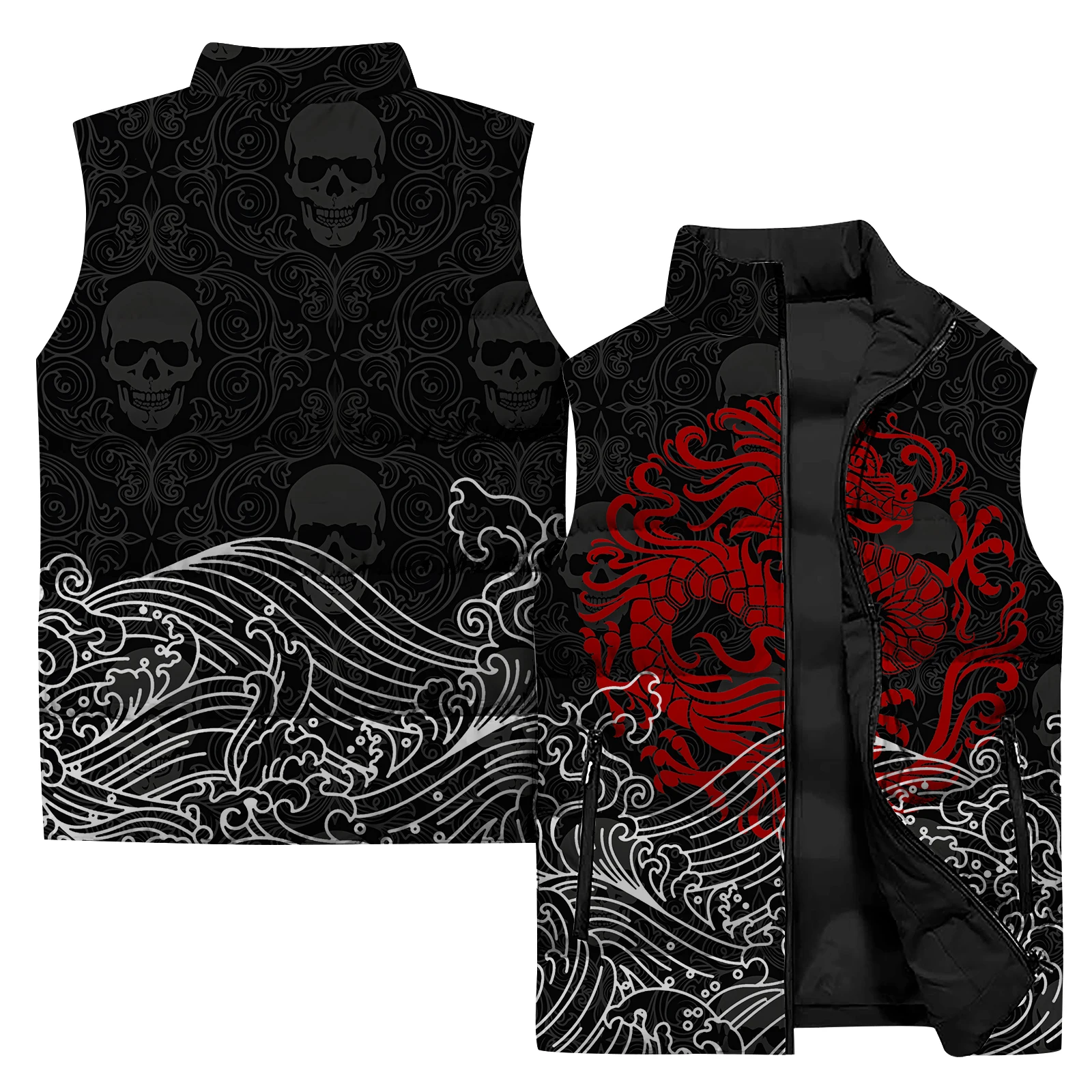 thumbnail image 2 of Chaleco estampado de moda, cómodo y versátil, ropa para hombre, chaquetas de invierno para deportes de ocio, chalecos de viento frío, chalecos geniales, 2 of 5