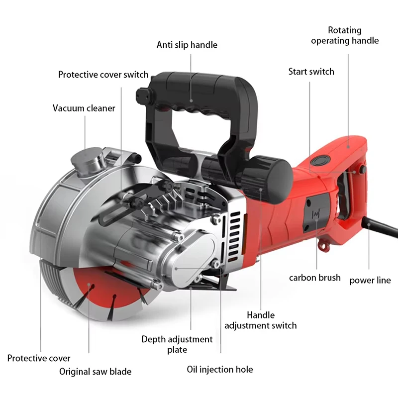 Wall Slotting Machine Electric Concrete Cutting Machine 220V Wall Groove Cutting Machine Dust-free Wall Chaser Machine 6