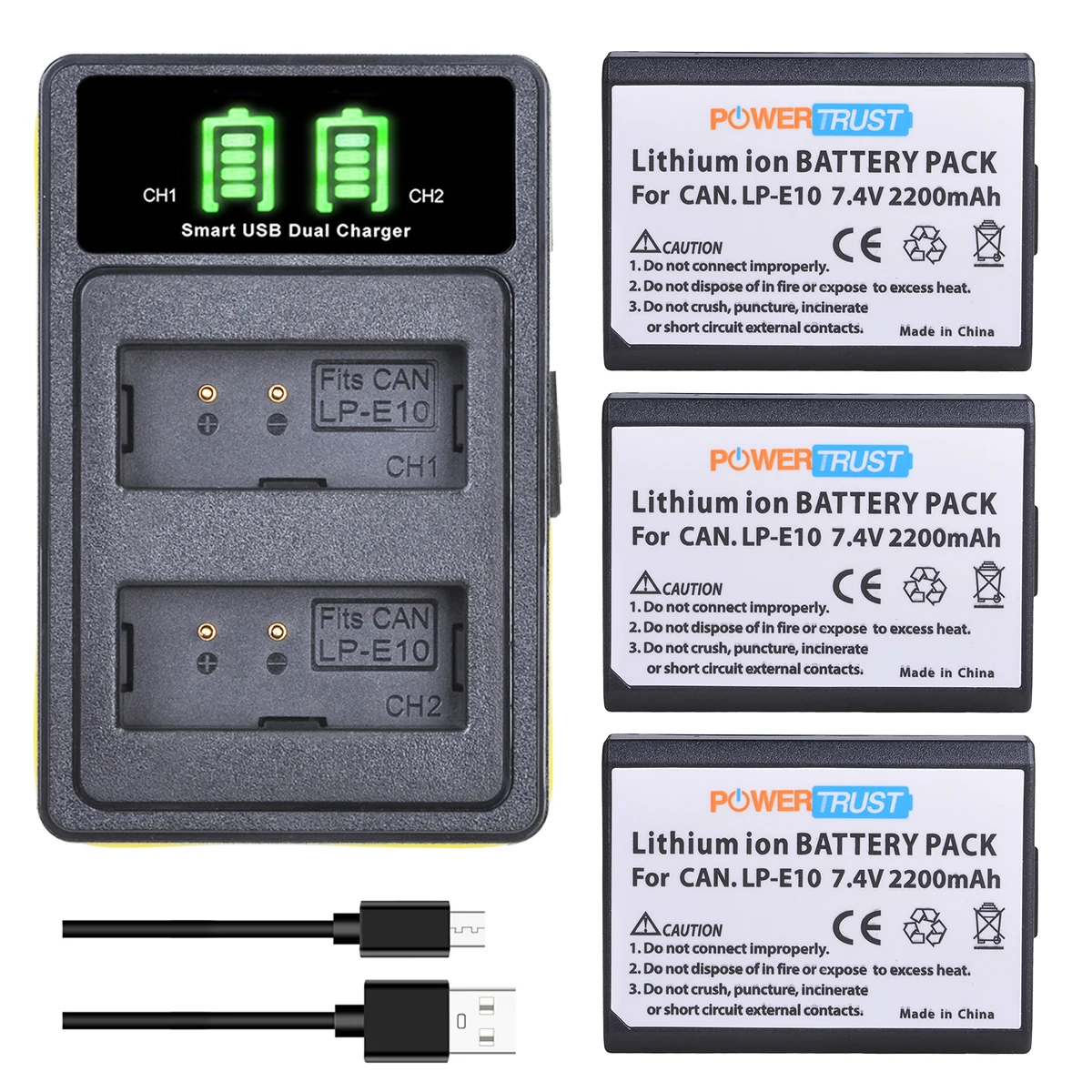  BM Premium Pack of 2 LP-E10 Batteries and USB Dual Battery  Charger Kit for Canon EOS Rebel T3, T5, T6, T7, Kiss X50, Kiss X70, EOS  1100D, EOS 1200D, EOS