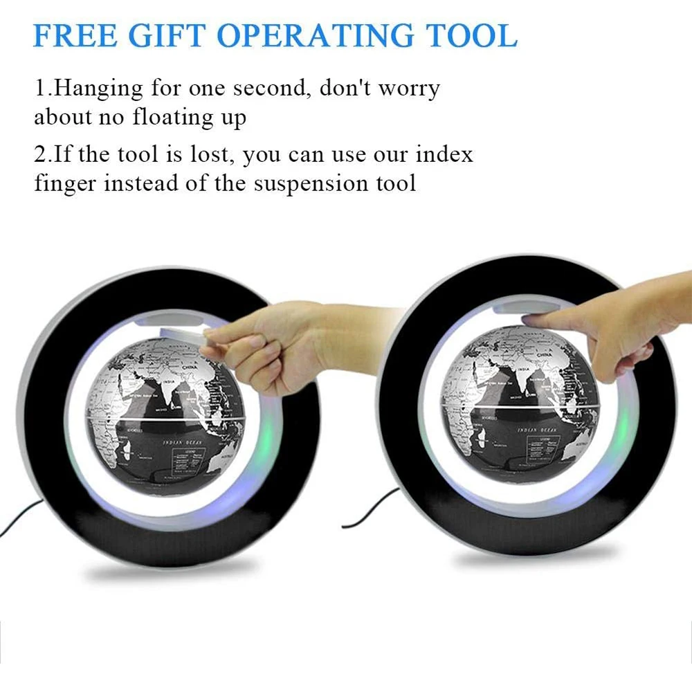 Levitating Lamp Magnetic Levitation Globe LED World Map Rotating Globe Lights Bedside Lights Home Novelty Floating Lamp Gifts_voghion.com