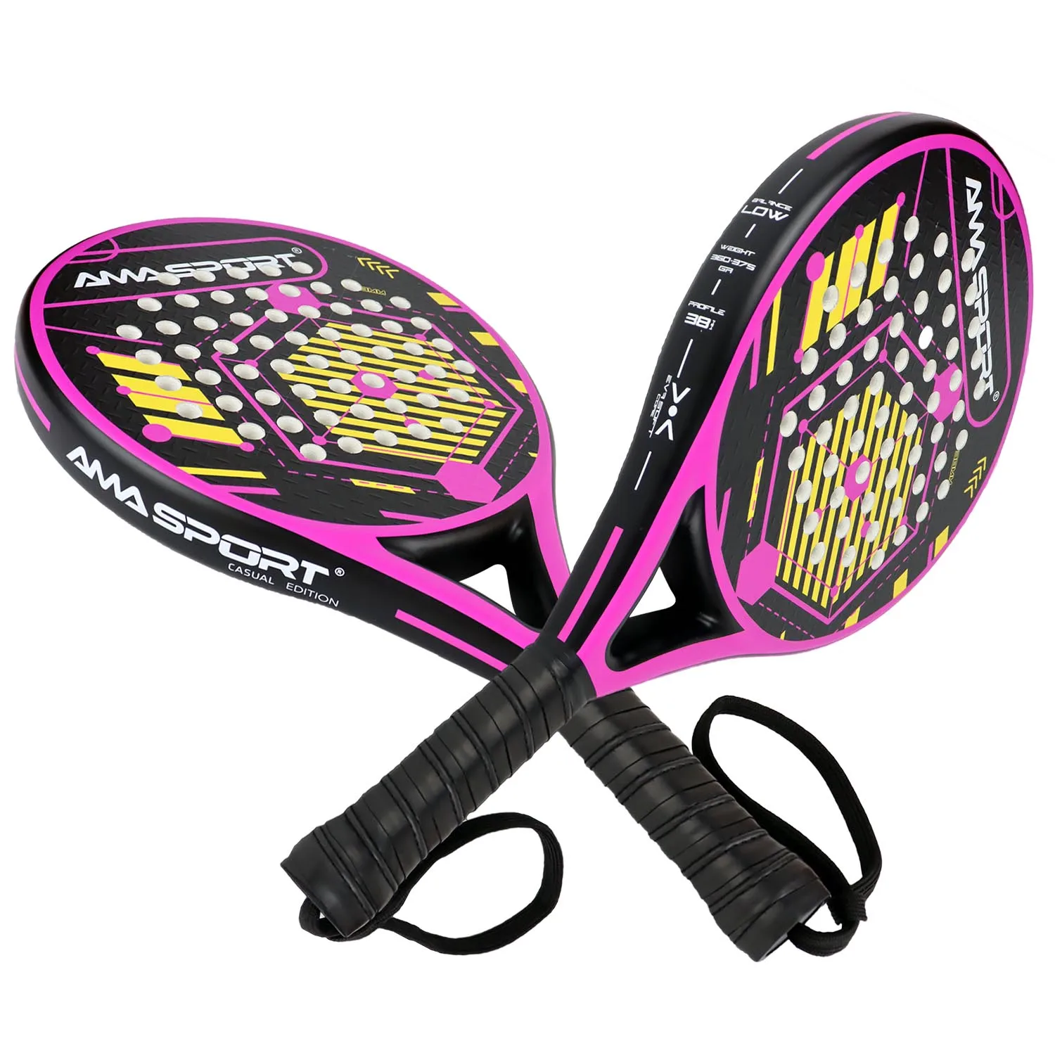 AMASPORT Padel Rackets Multiple Color Options Full Carbon Fiber Round Shape For Beginners With Soft EVA Padel Tennis Racquets