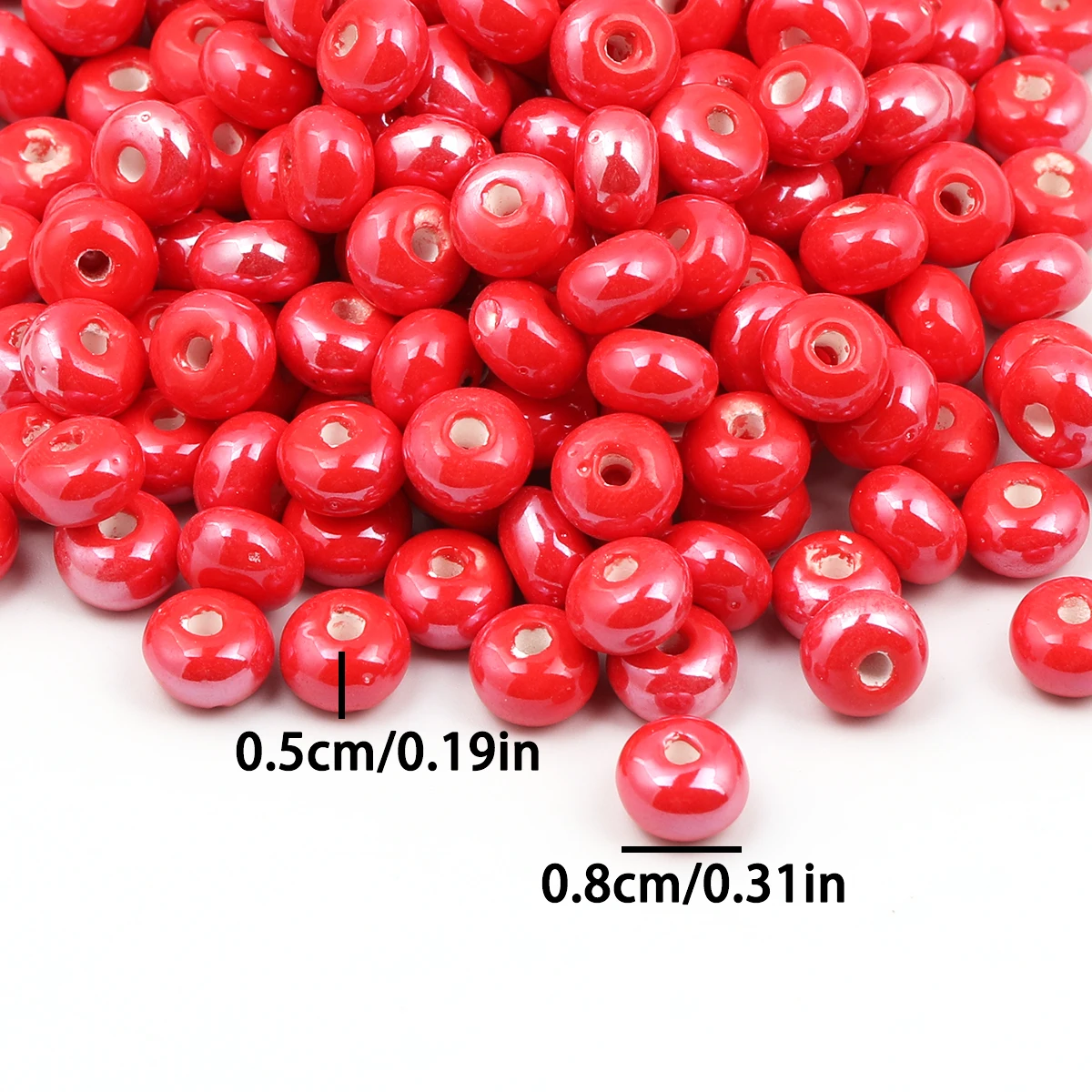 30/60pcs 무작위 색상 5*8mm 광택 플랫 라운드 세라믹 비즈, DIY 팔찌 수제 보석 공예 만들기를위한 느슨한 스페이서 비즈