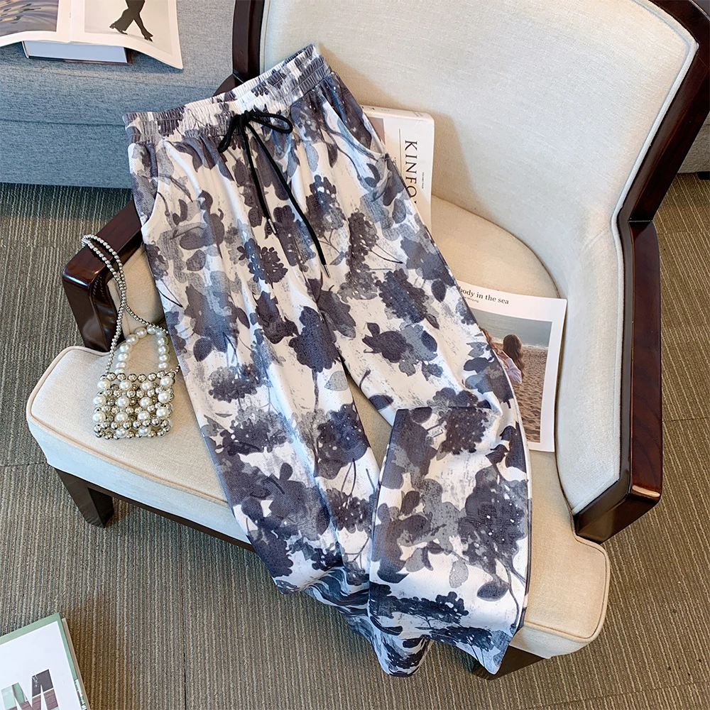 

Plus size women's summer casual pants light breathable loose comfortable elastic waist design 2024 new all-match commuter pants