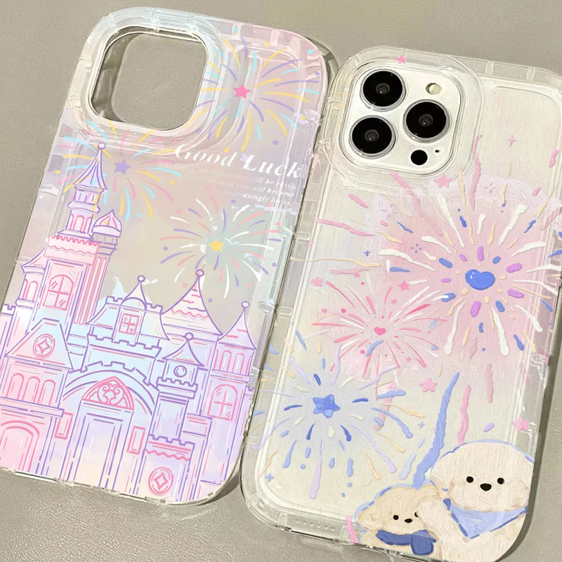 Funda de TPU suave Castle Fireworks para Samsung Galaxy S24, S23 Ultra, S22, S21 FE, S20, S10 Plus, Note 20, 10 Pro, A34, A54, A33, A53