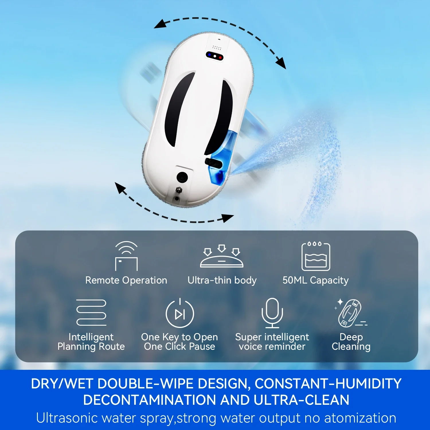 Automatic Robotic Window Cleaner with Water Tank Automatic Glass Cleaning Robot S2