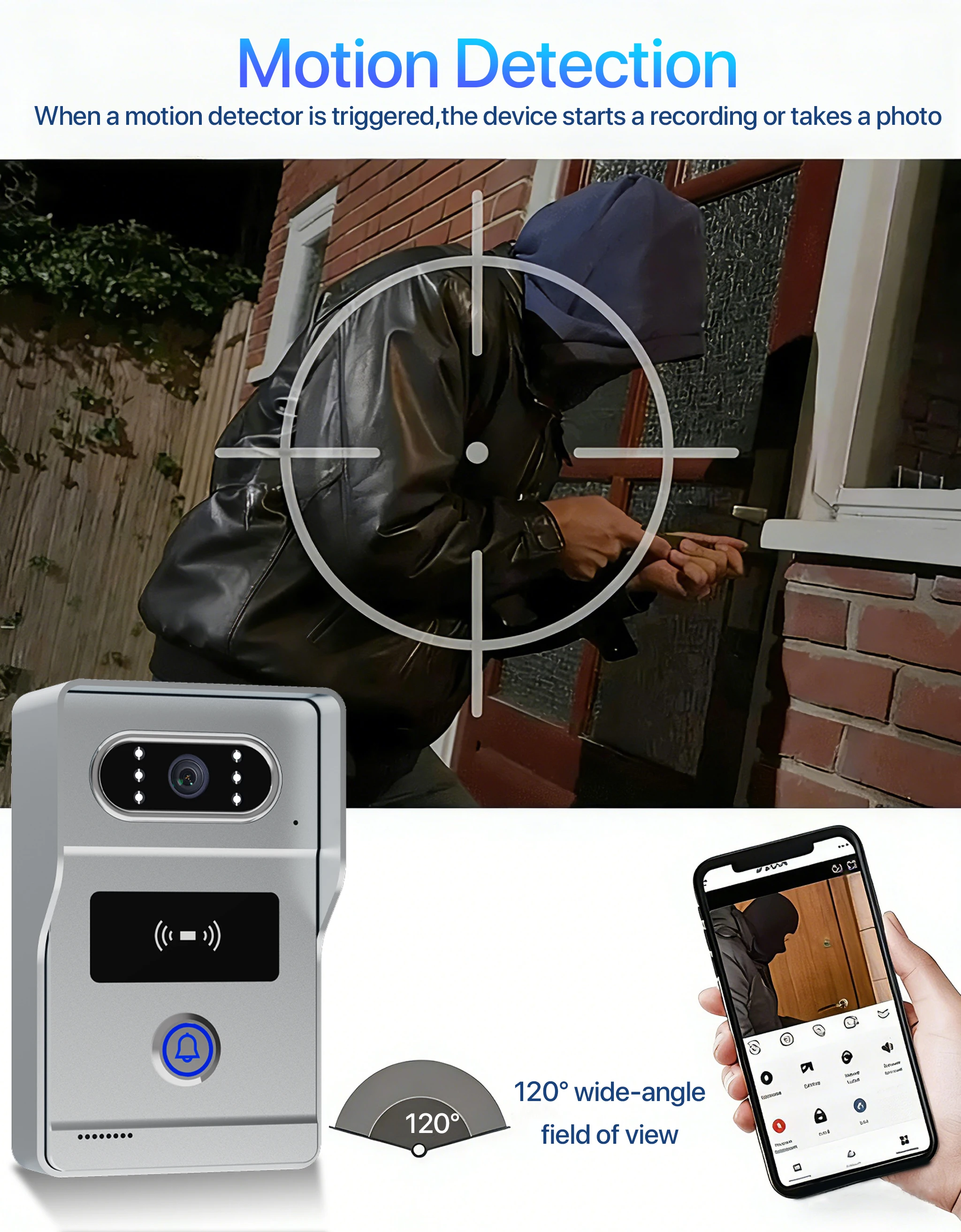 Sb076746e043348ac810bcdbdcb040b54T Tuya 7" Touch Screen 2-Wire Smart Video Doorbell System APP APP Remote RFID Unlock Night Vision Home Intercom Kits For Villa