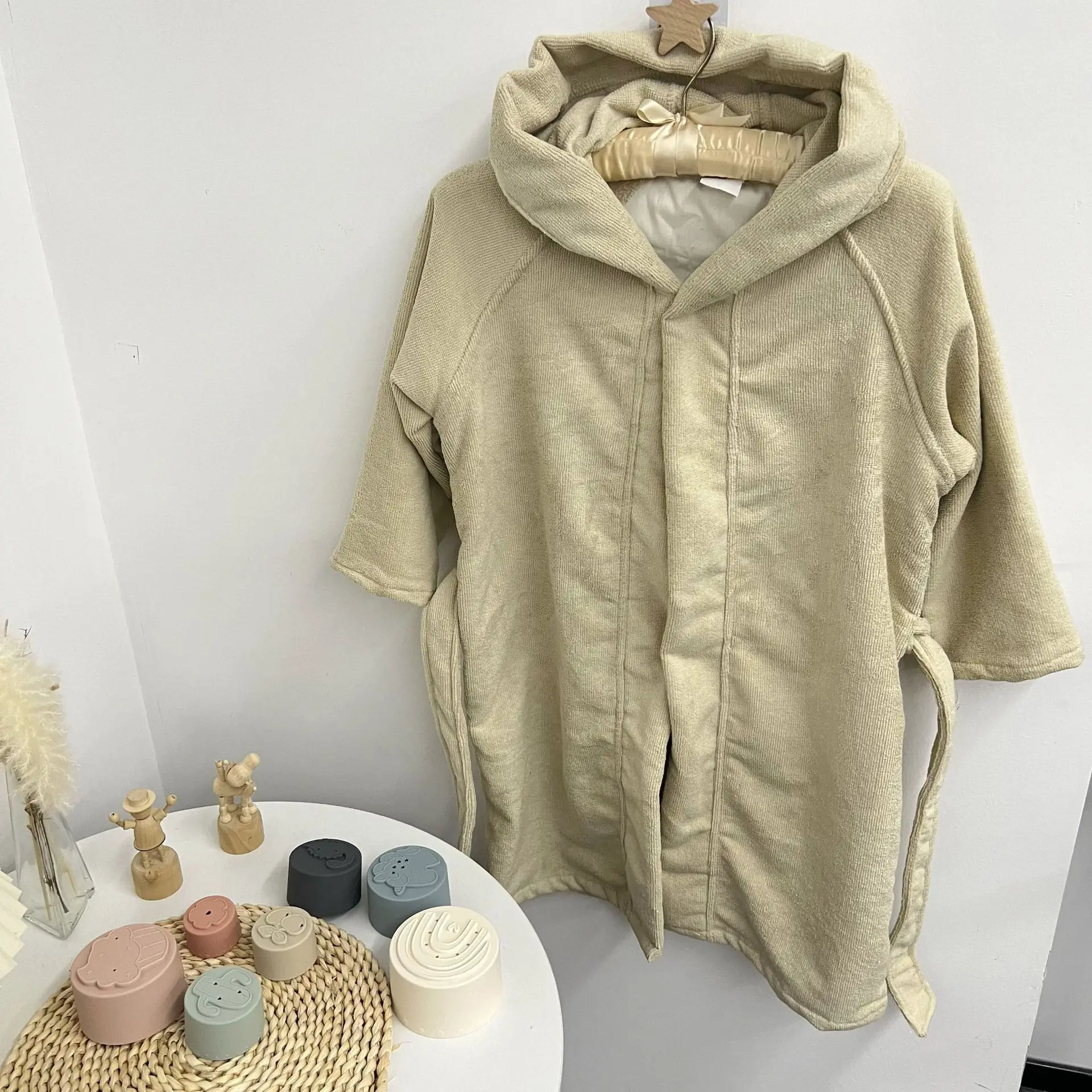 New Baby Boys Girls Bathrobe Towel Children's Cherry Lemon Embroidery Pure Cotton Hooded Bath Towel Pyjamas