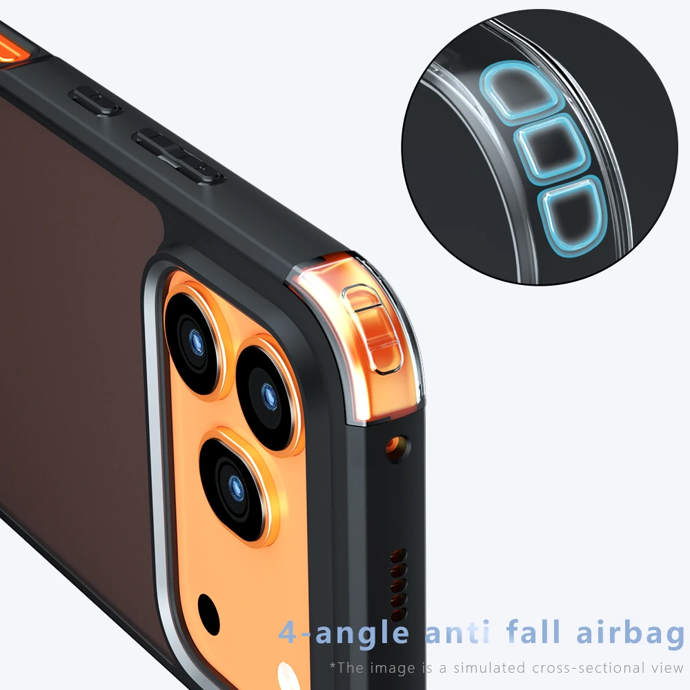 Shockproof Hard PC+Silicone Phone Case with Clear & Matte Back Cover