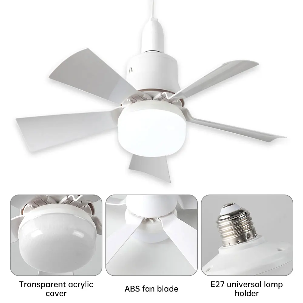 30W LED Ceiling Fan E27 Base Ultra Silent Electric Ceiling Lamp Remote Control For Bedroom Air Circulation