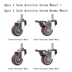 Set of 4 Heavy-Duty Swivel Casters with Mute Rubber Wheels for Furniture and Office Chairs (B-2 Movable 2 Brake)