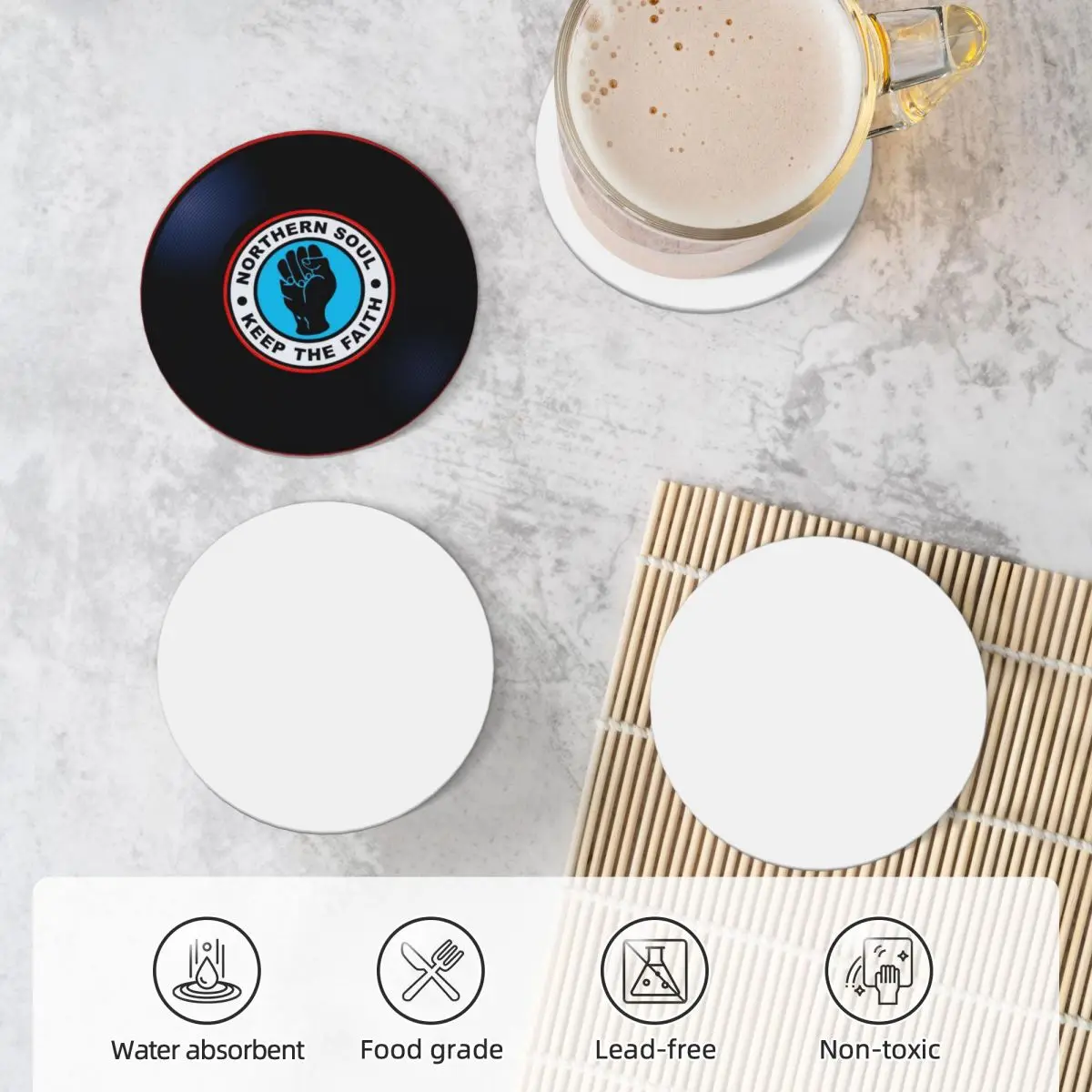 Northern Soul Vinyl Record Ceramic Coasters (Set of 4) black customized Coasters 5 Sb076cbda3fc84972800788d09753aec0C