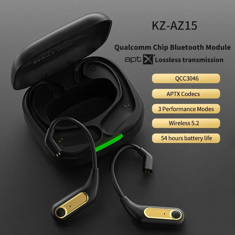 KZ AZ15 및 ZS10 PRO X 무선 인이어 하이파이 IEM 음악 베이스 헤드셋, 무선 블루투스 호환 5.2 헤드폰 케이블 이어 후크