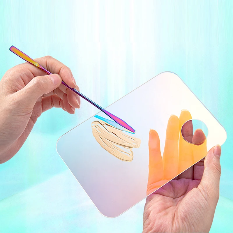 Acrylic palette painting palette ice transparent square drawing board gouache watercolor color mixing tools palette stick set 2