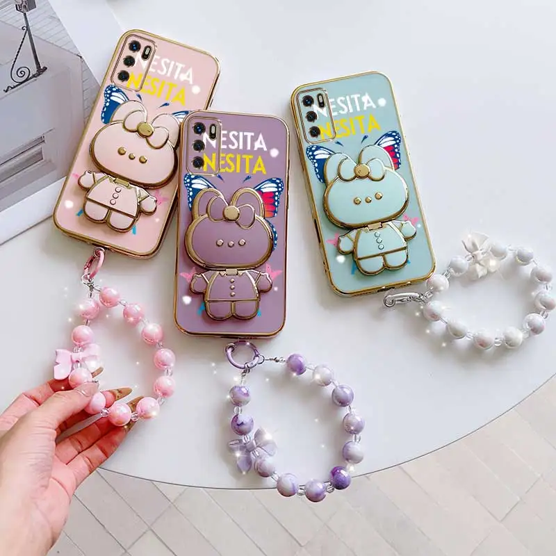 Dancing Butterfly Phone Accessory Set: Case, Lanyard & Rabbit Stand