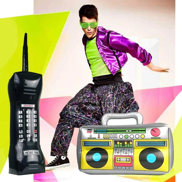 Inflatable Rock Star Toy Set Radio Boombox Phone Props Gold Foil