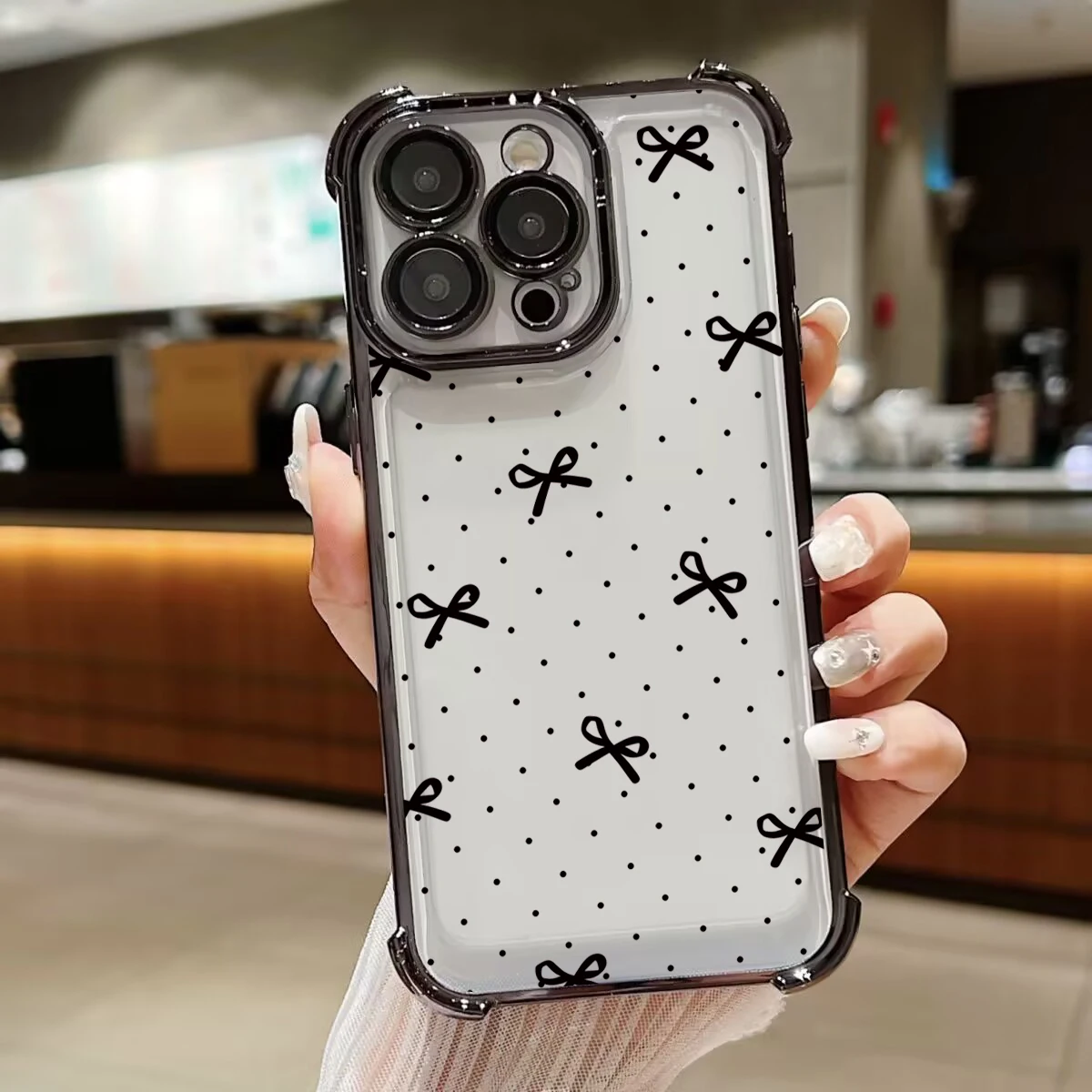 Lovely Pink Bowknot Plating Soft Shockproof Phone Case