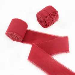 Emerald Green Frayed Edge Cotton Ribbon for Gift Packaging & Floral Bouquets - 3.8cm Wide (2)