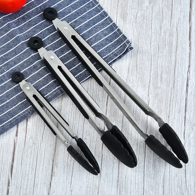 Szilikon Bbq Grilling Tong Saláta Kenyér Tálalás Non Stick Kitchen Grillezés Főző Fogás Ízületi Zárral