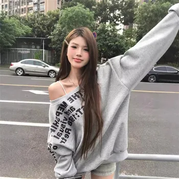 Y2k Sexy Oversize T shirt Women Streetwear Print Long sleeve Basic Top Lady Fall 2025 Winter Korean Fashion Oversized Tees Shirt 1