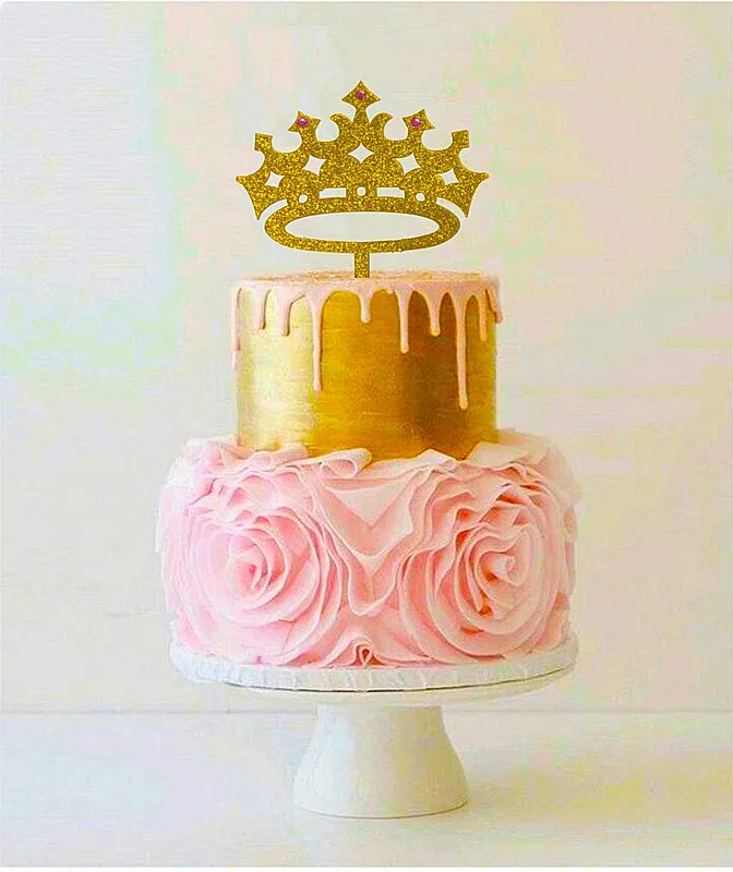 con lentejuelas y rosas WDSUN Corona de cumpleaños para bebé de 1 año de princesa con decoración de tarta de cumpleaños 