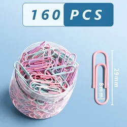 Colorful Stainless Steel Paper Clips - Large, 160-Piece Set for Office Organization and Bookmarking (160 pcs)