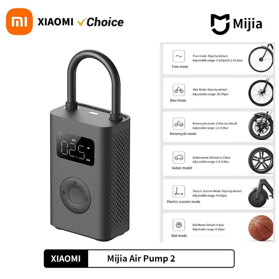 Xiaomi Mijia Air Pump 2 Electric Air Compressor Tire Sensor Portable Universal Mi Inflatable Treasure for Motorcycle Car Soccer