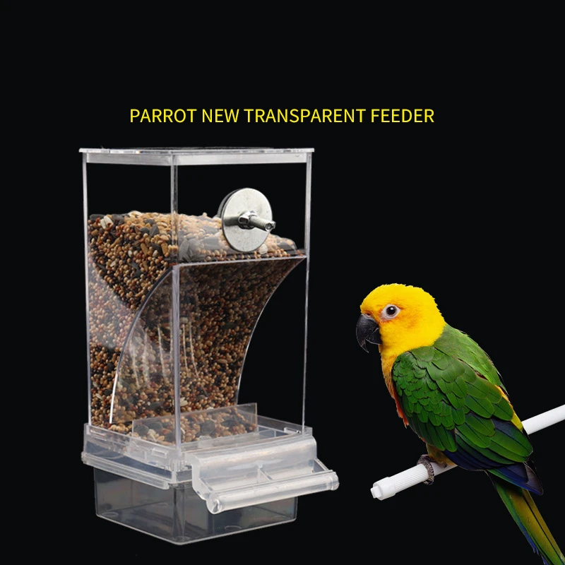 1/2pcs Bird Feeders Automatic Parrot Feeder Drinker Acrylic Seed Food Container Cage Accessories For Small And Medium Parakeets